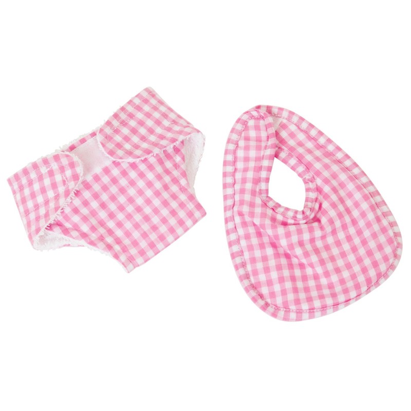 Pink Gingham Bib and Nappy Set