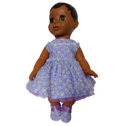 Lilac Flower dress , Shoes and Blue Nappy for Luvabella Doll