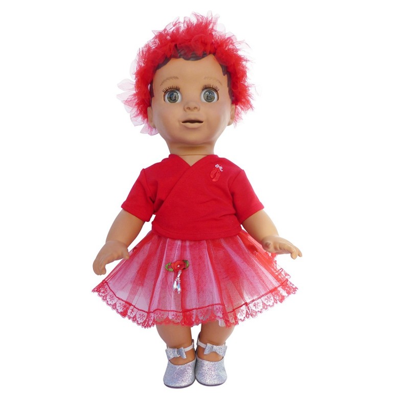 Red Christmas Tutu Outfit for Luvabella Doll