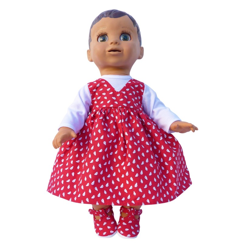 Red Chick Dress and Shoes Set For Luvabella Doll