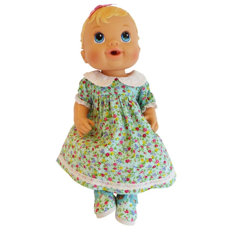Blue Flower Dress and Shoes for Baby Alive 14 inch