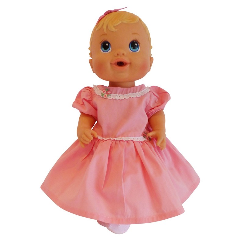 Pink Party Dress and White Bootees Set for Baby Alive 14 inch Doll