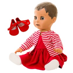 Red Dress Stripy Cardigan and Red Ballet Shoes Set for Luvabella 