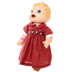 Red Smocked Dress for Baby Alive