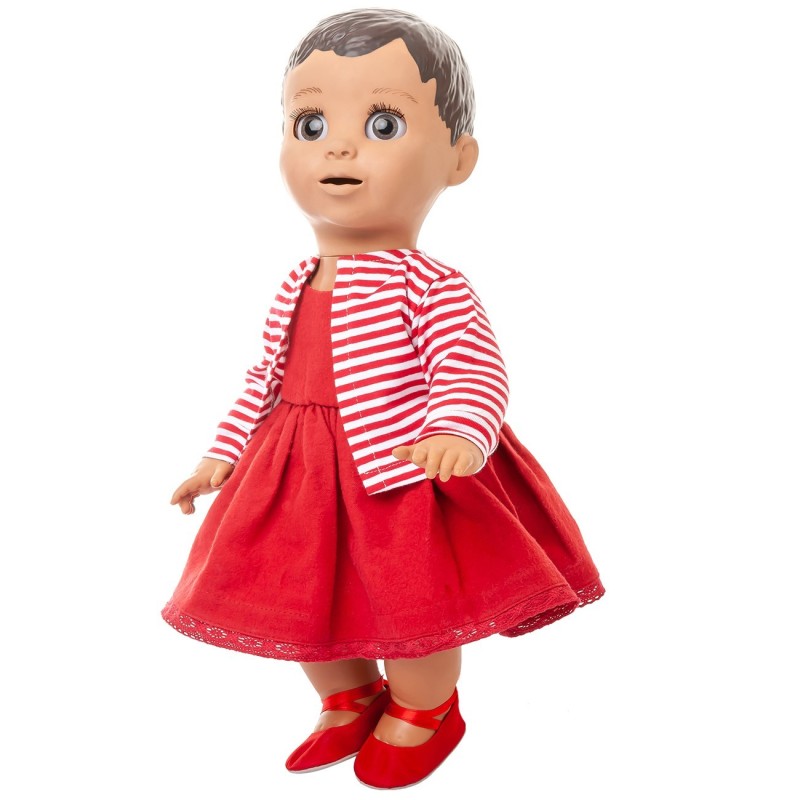 Luvabella Red Dress Shoes and Stripy Cardigan Set