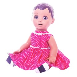 Hot Pink Spotty Dress and Silver Tap Shoes for Luvabella Doll