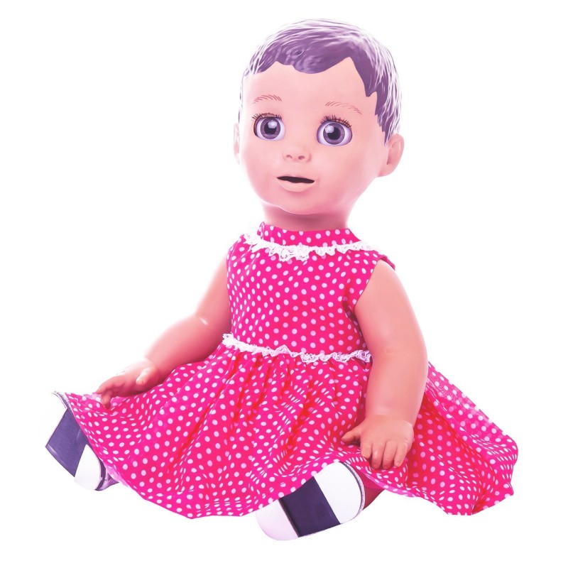 Hot Pink Spotty Dress and Silver Tap Shoes for Luvabella Doll
