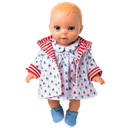 Newborn Luvabella Little Boats Dress , Carey , Reversible Jacket and Pale Blue Shoes Set