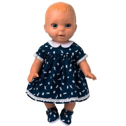 Newborn Luvabella Navy Bunny Dress and Shoes Set