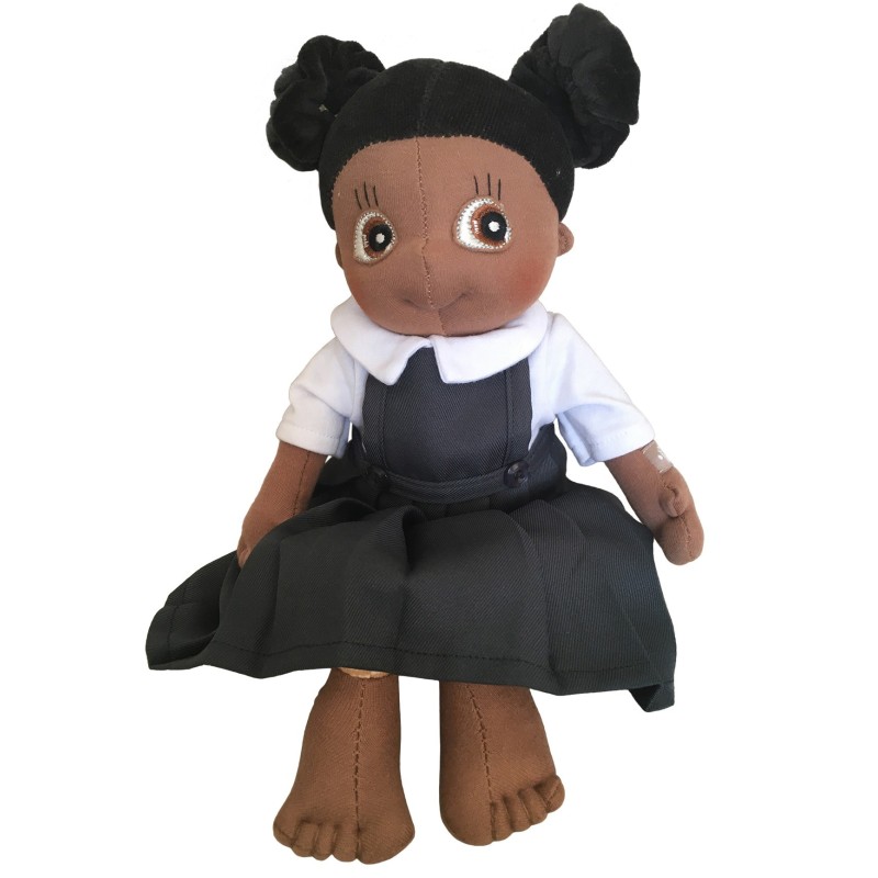 Grey Schiool Pinafore and White Top Set to Fit Rubens Barn Ecobuds Doll