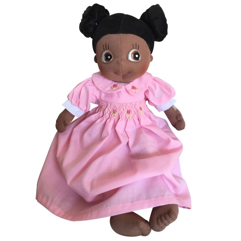 rubens Barn ecobuds clothes pretty pink cotton dress with hand embroidered detail.