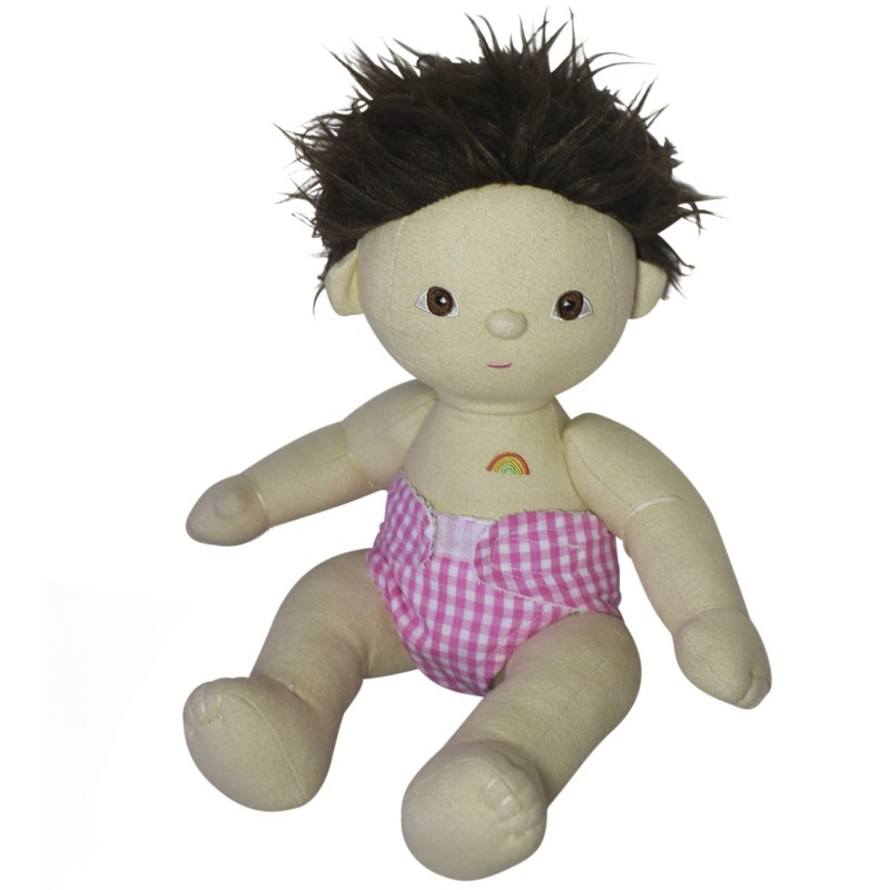 Dinkum Doll Pink Gingham Nappy and Bib Set