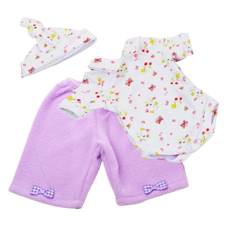 Dolls Outfit , bodysuit hat and fleece trouser Set