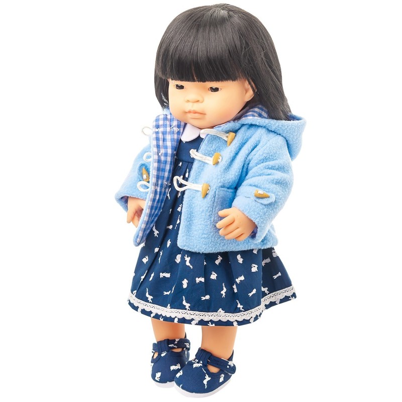 38 cm Miniland Duffle Coat Pink or Blue.