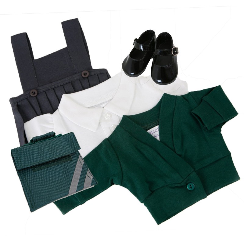Green Winter School Uniform Set with Shoes to fit Our Generation Doll
