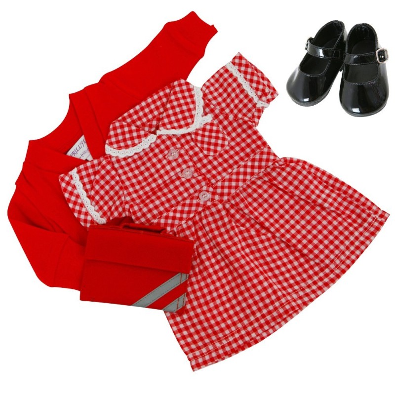 Red Summer School Uniform Set with Shoes for Our Generation Doll