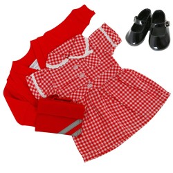 Red Summer School Uniform Set with Shoes for Design a Friend Doll