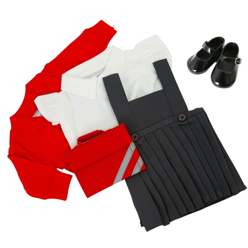 Red Winter School Uniform Set with Shoes for Design a Friend Doll