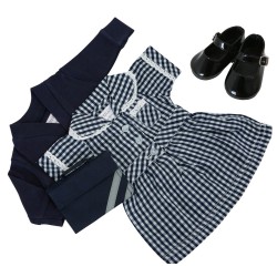 Navy Summer School Uniform Set with shoes for 43cm Baby Born