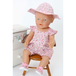 pink flower romper suit sunsuit for dolls